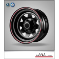 Trailer Wheel in Black Finish with Red Stripe Steel Car Wheels Rim